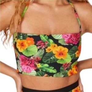 Andie Floral Bikini Top - green, pink, orange  Collaboration with Anthropologie
